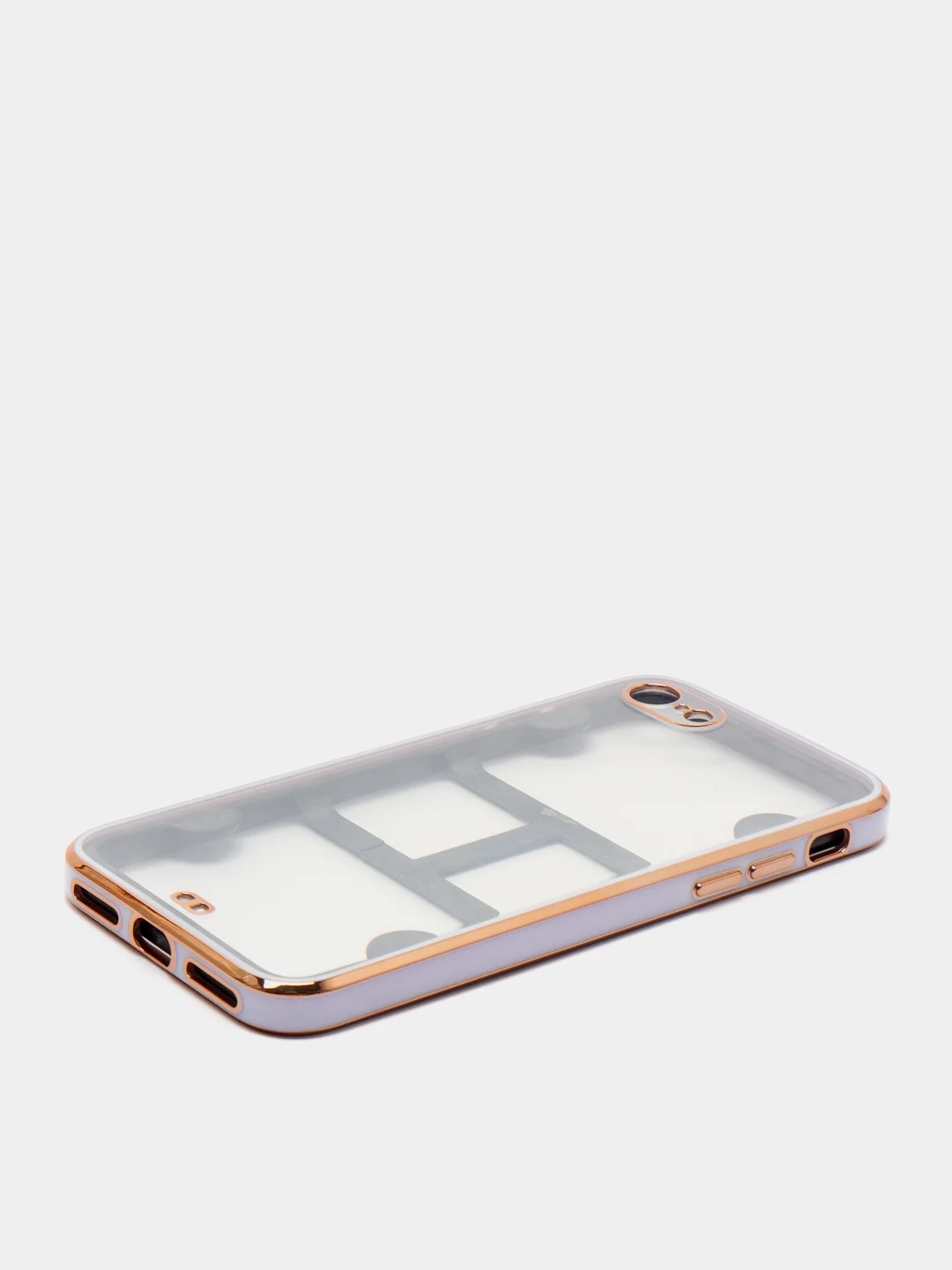 Сиреневый чехол-накладка для 7 / 8 / SE2020, 7 plus / 8 plus, силиконовый, с металлическим ободком