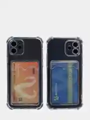 Чехол с карманом для карт iPhone XR, 11, 12, Хs, X прозрачный силикон
