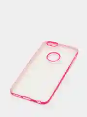 Розовый чехол прозрачный силиконовый iPhone 6+ / накладка айфон