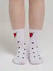 Белый носки женские с принтом "Сердце"