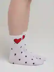 Белый носки женские с принтом "Сердце"
