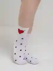 Белый носки женские с принтом "Сердце"
