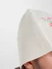 Багровый шапка банная, классическая, с вышивкой