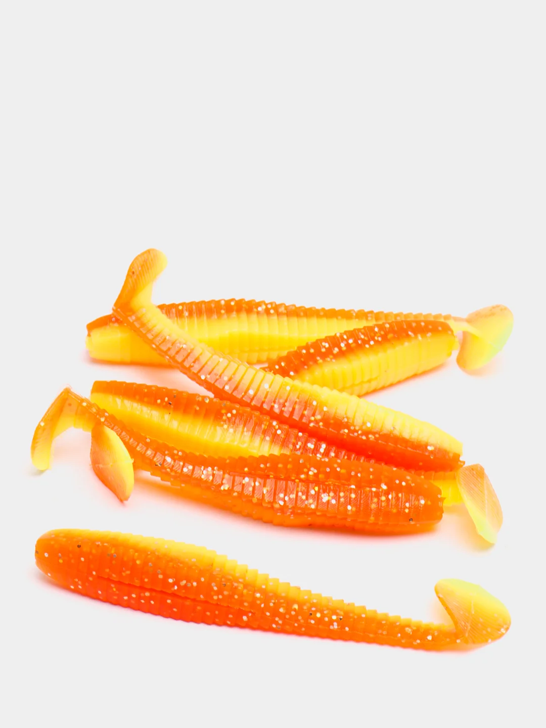Светло-оранжевый виброхвост yaman flatter shad 3, для рыб, 7,62 см, 6 штук