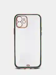 Тёмно-зелёный чехол Накладка силиконовая с металическим ободком iPhone 12 mini /12 /12pro /12 proMax