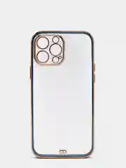 Синий чехол Накладка силиконовая с металическим ободком iPhone 13mini /13 /13pro /13proMax