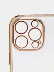Белый чехол Накладка силиконовая с металическим ободком iPhone 13mini /13 /13pro /13proMax