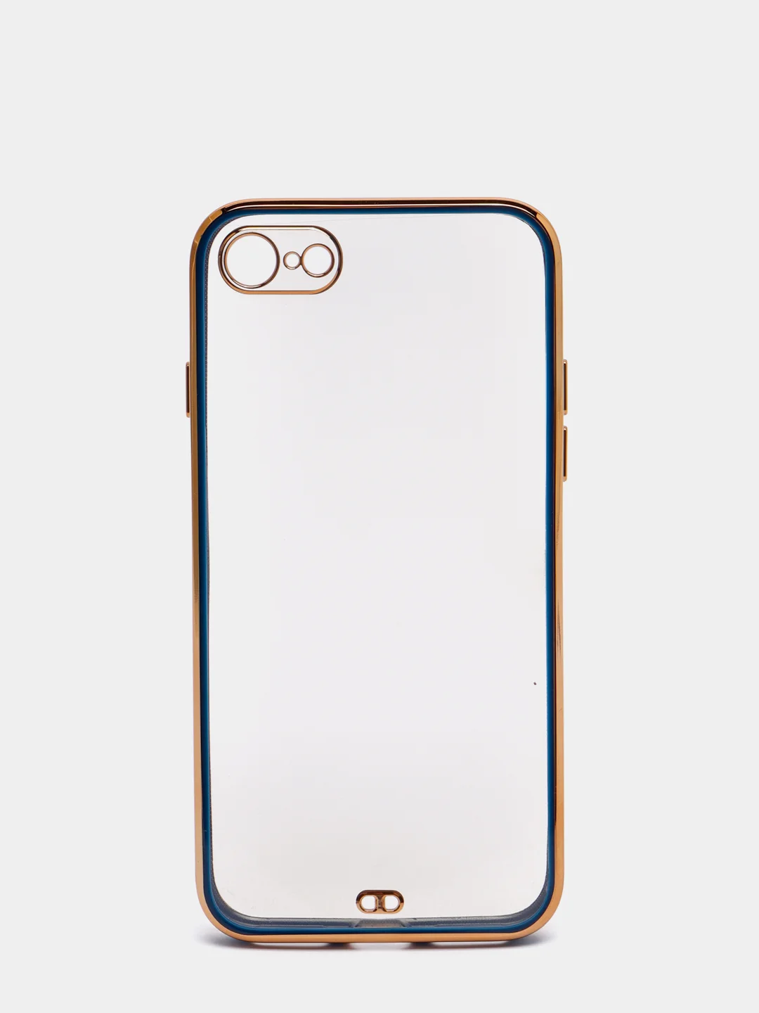 Синий чехол-накладка для 7 / 8 / SE2020, 7 plus / 8 plus, силиконовый, с металлическим ободком