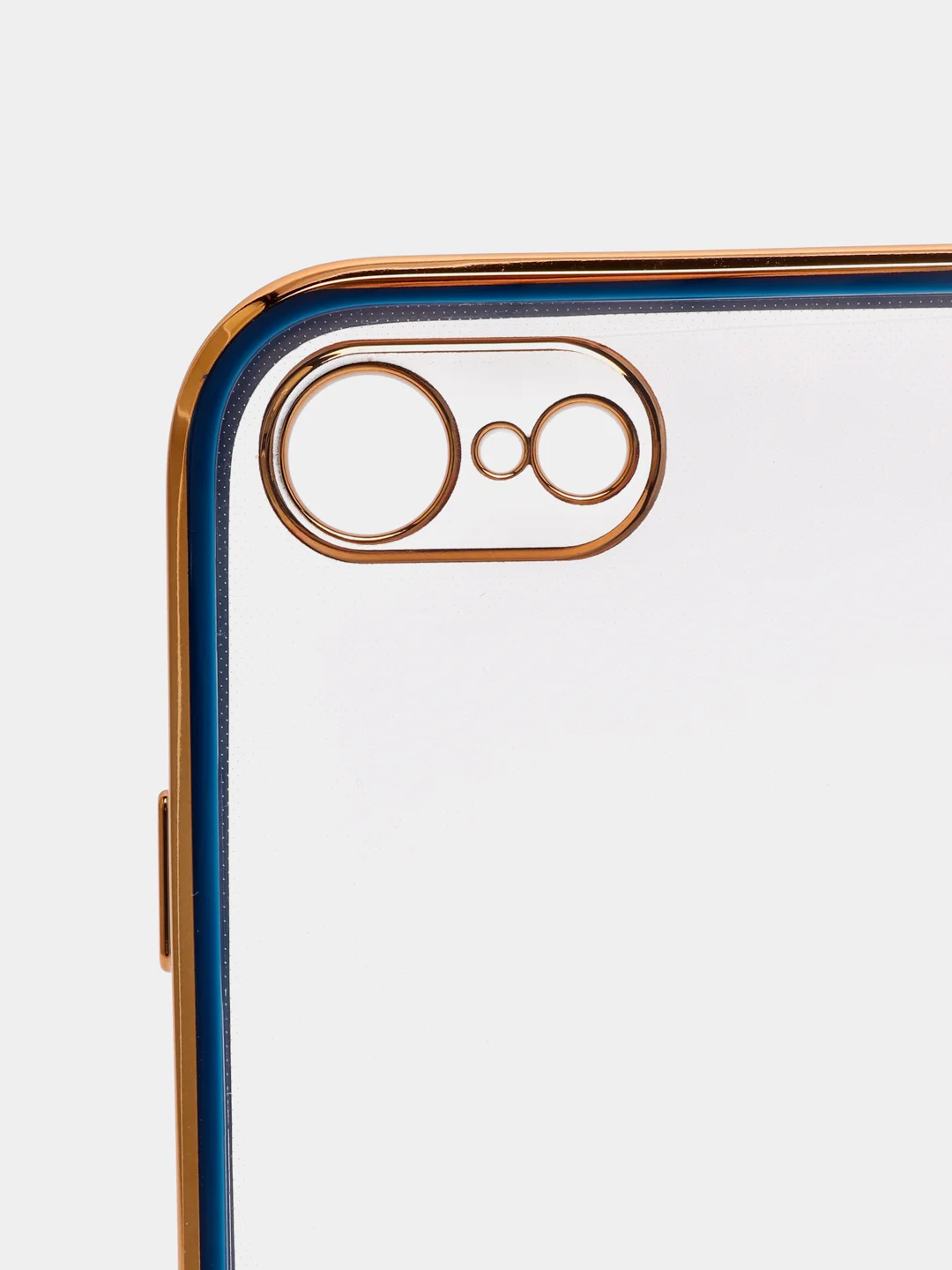 Синий чехол-накладка для 7 / 8 / SE2020, 7 plus / 8 plus, силиконовый, с металлическим ободком