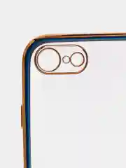 Синий чехол-накладка для 7 / 8 / SE2020, 7 plus / 8 plus, силиконовый, с металлическим ободком