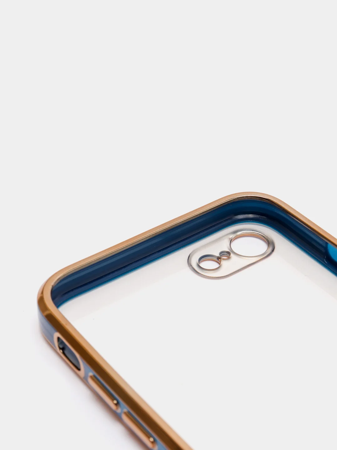 Синий чехол-накладка для 7 / 8 / SE2020, 7 plus / 8 plus, силиконовый, с металлическим ободком