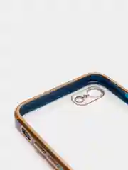 Синий чехол-накладка для 7 / 8 / SE2020, 7 plus / 8 plus, силиконовый, с металлическим ободком