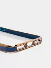Синий чехол-накладка для 7 / 8 / SE2020, 7 plus / 8 plus, силиконовый, с металлическим ободком