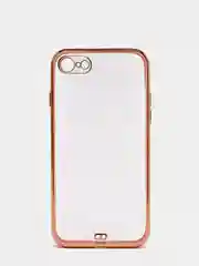 Розовый чехол-накладка для 7 / 8 / SE2020, 7 plus / 8 plus, силиконовый, с металлическим ободком
