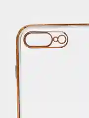 Белый чехол-накладка для 7 / 8 / SE2020, 7 plus / 8 plus, силиконовый, с металлическим ободком