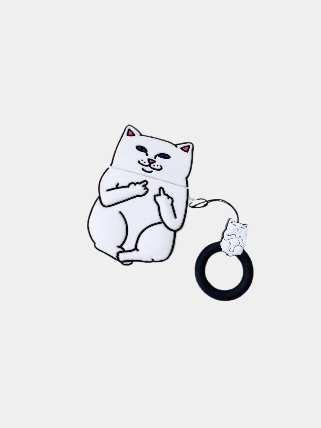 Белый чехол для наушников AirPods 1 и 2 "Кот"