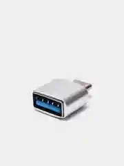 Серебряный адаптер переходник с USB Type - C (вход) на OTG USB 3.0 (выход) c MicroUSB на USB
