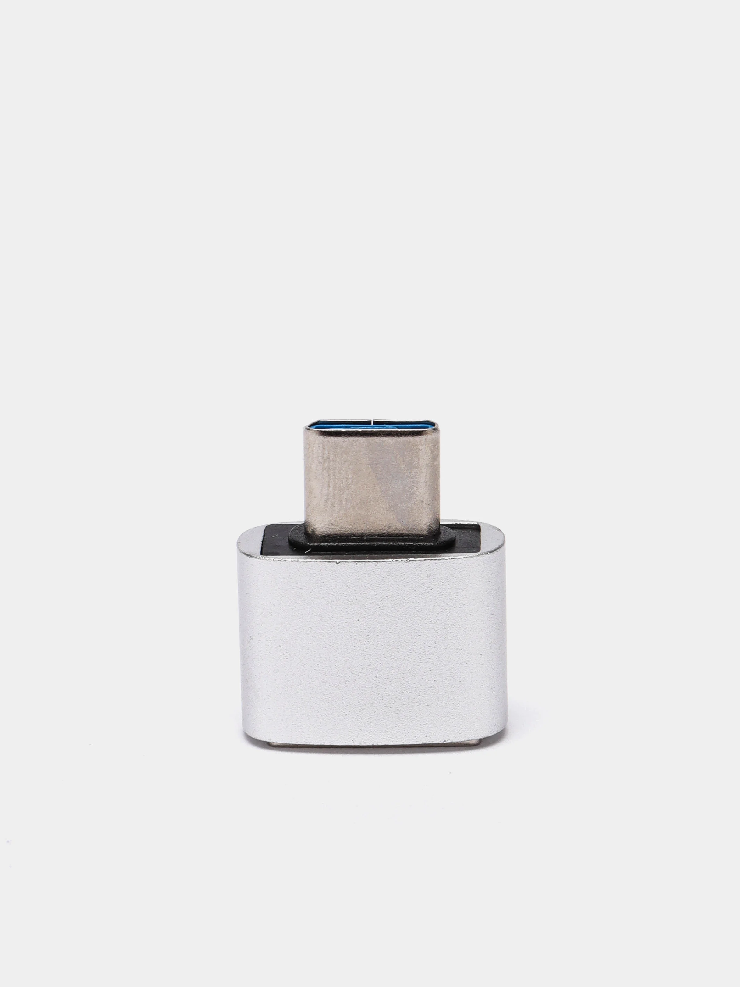 Серебряный адаптер переходник с USB Type - C (вход) на OTG USB 3.0 (выход) c MicroUSB на USB