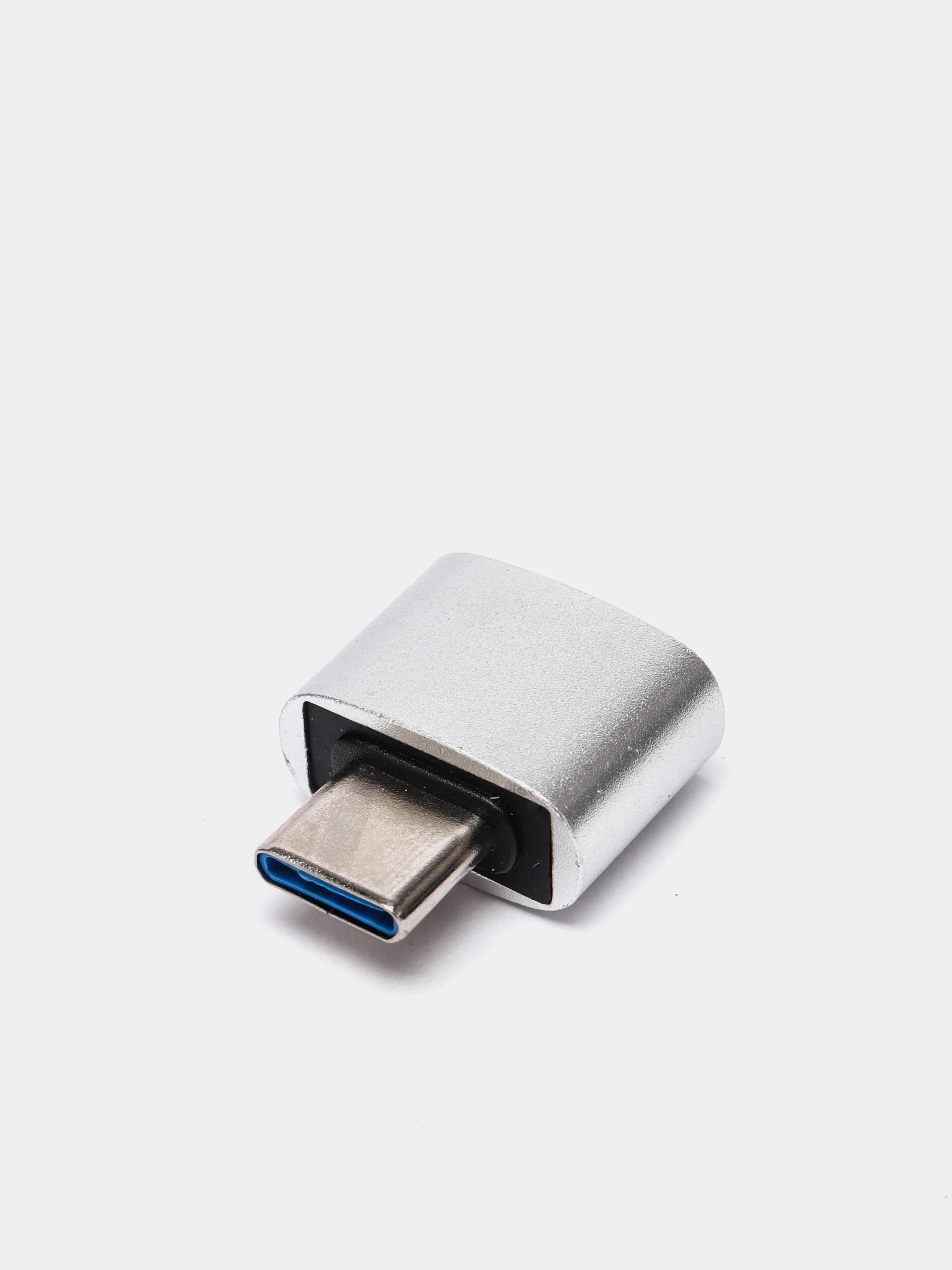 Серебряный адаптер переходник с USB Type - C (вход) на OTG USB 3.0 (выход) c MicroUSB на USB