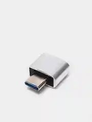Серебряный адаптер переходник с USB Type - C (вход) на OTG USB 3.0 (выход) c MicroUSB на USB