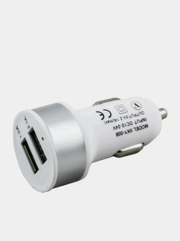 Автомобильное зарядное устройство разветвитель прикуривателя на 2 гнезда USB,  1 А, 2.1 А