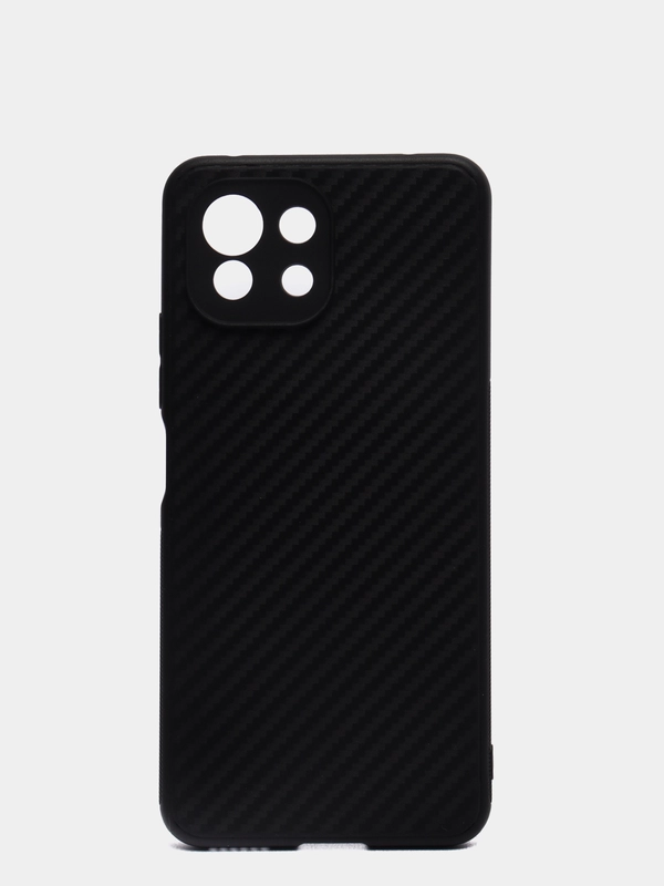 Силиконовый чехол Xiaomi Redmi Mi 11 Lite, карбон, черный, с защитой камеры
