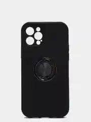 Черный силиконовый чехол iPhone 12 Pro, противоударный с магнитом и кольцом