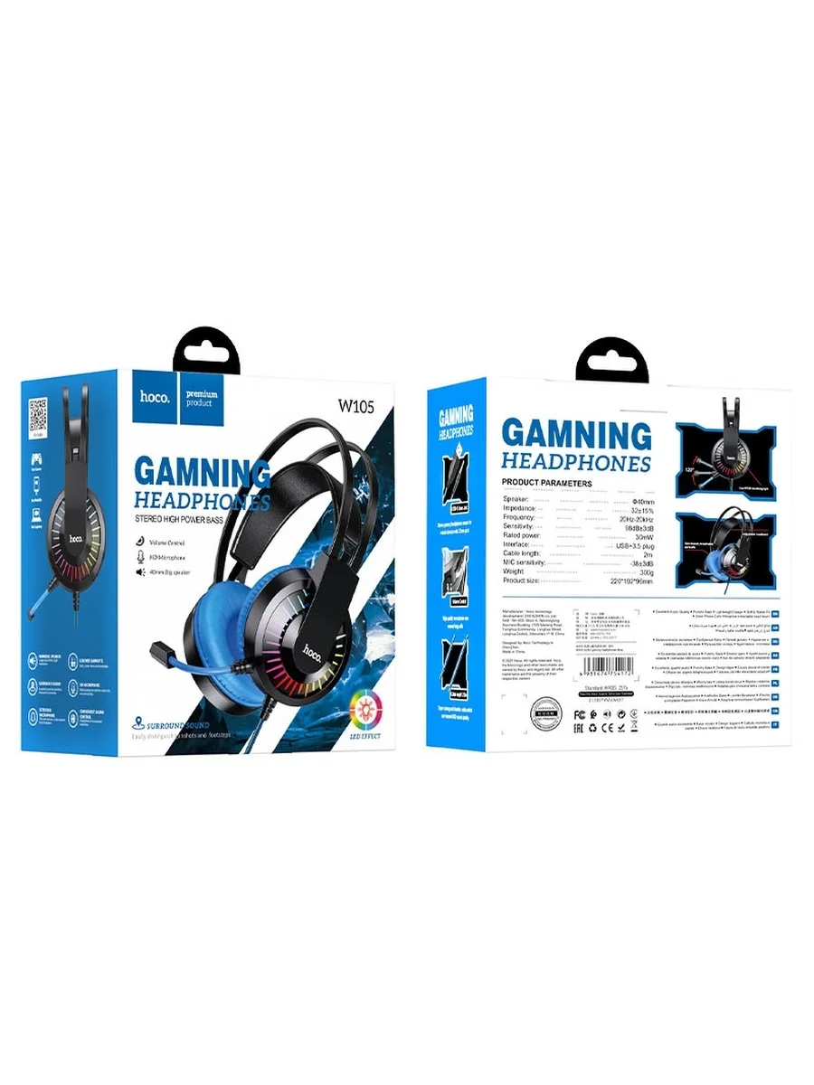 Красный игровые наушники Hoco W105, полноразмерные