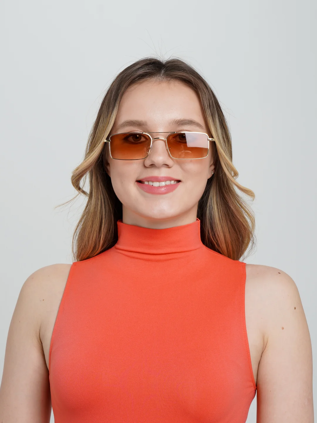 Карамельный солнцезащитные очки, унисекс, прямоугольной формы, с защитой от УФ-лучей