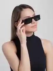 Черный солнцезащитные женские прямоугольные очки