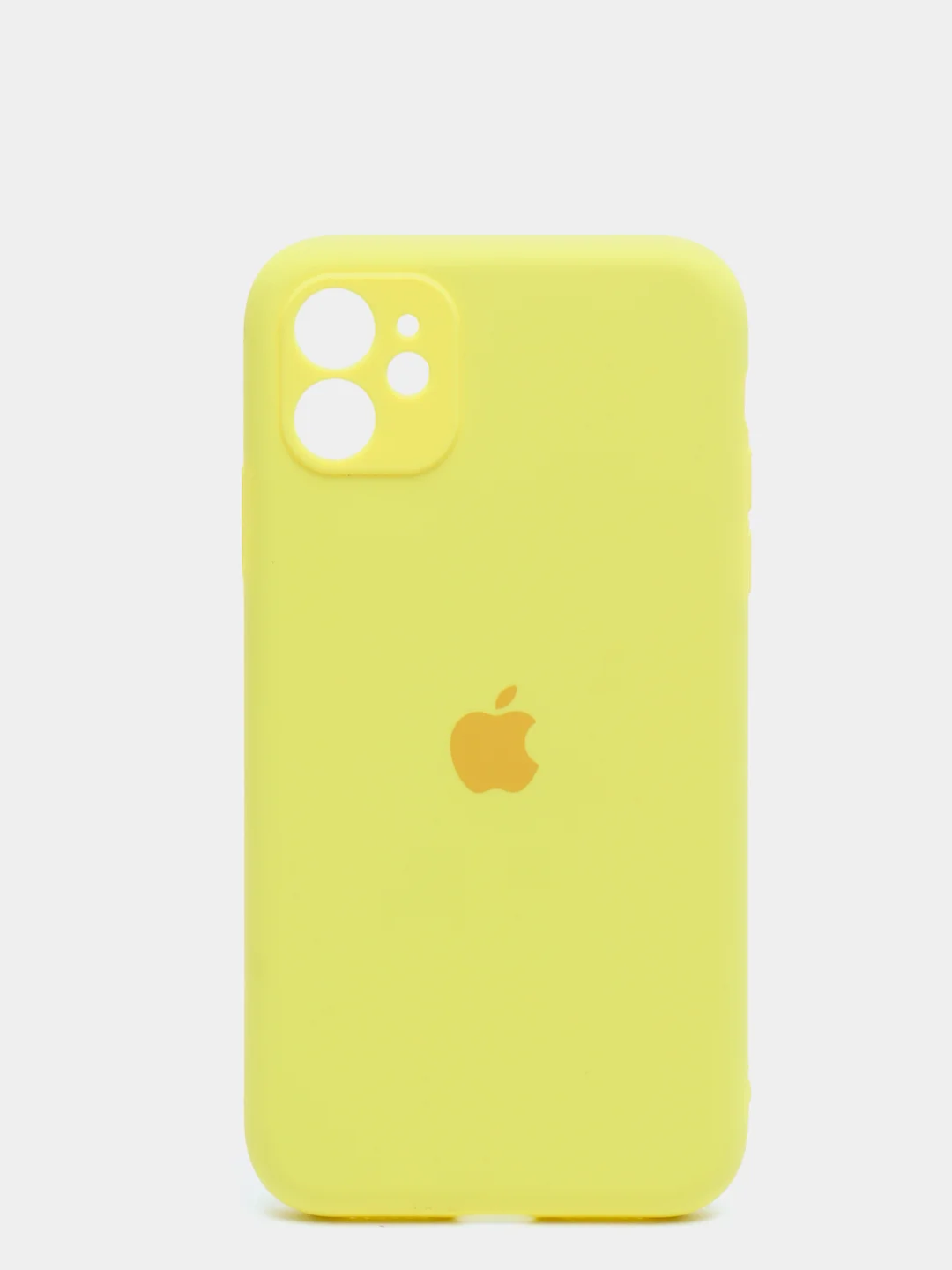 Желтый силиконовый чехол iPhone 11, Silicone Case, с закрытым низом и защитой камеры