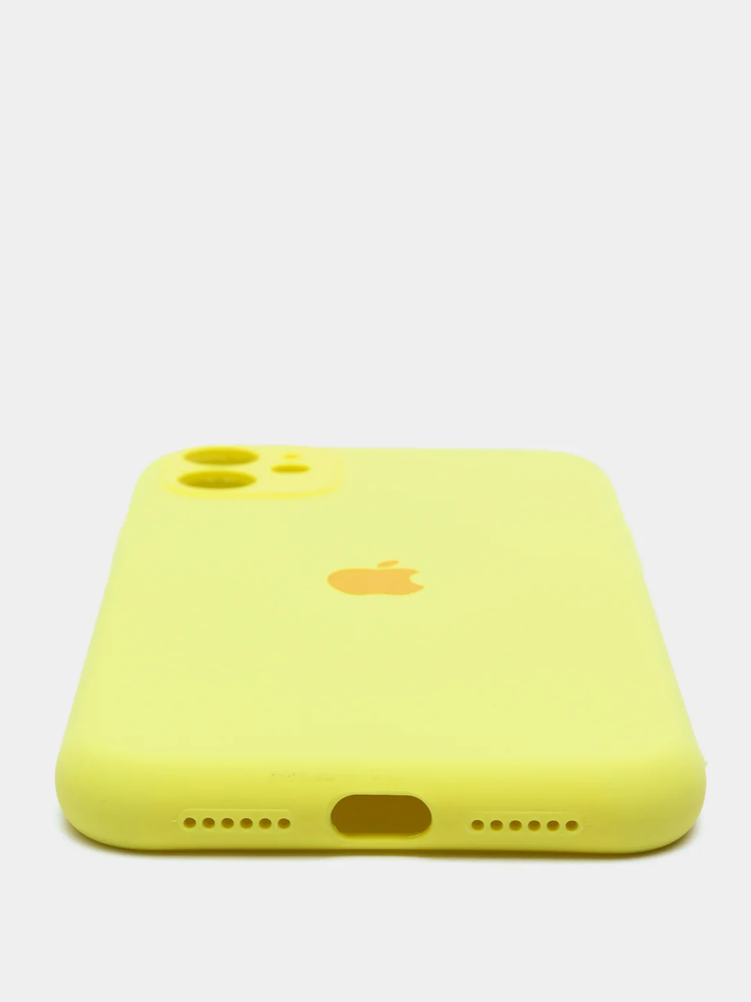 Желтый силиконовый чехол iPhone 11, Silicone Case, с закрытым низом и защитой камеры