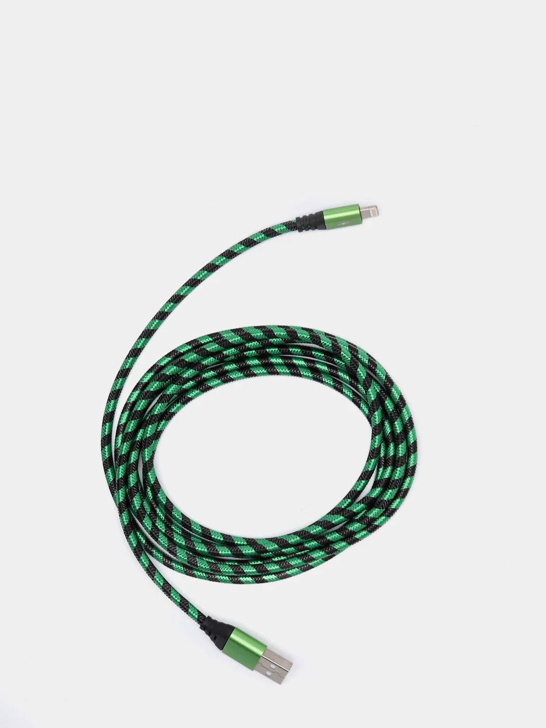 Зеленый кабель USB Lightning, Micro-USB, Type-C, 2 метра