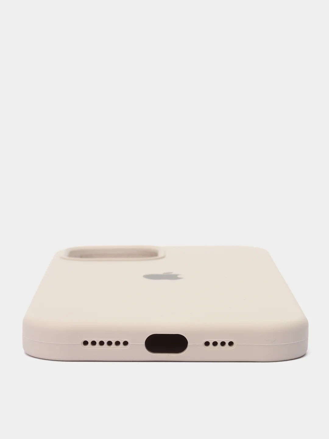 Светло-бежевый чехол для iPhone 12 Pro Max 6.7" Silicone Case закрытый низ с логотипом