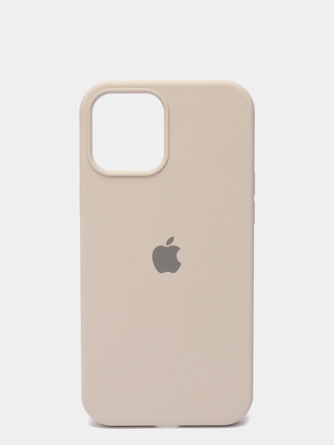 Светло-бежевый чехол для iPhone 12 Pro Max 6.7" Silicone Case закрытый низ с логотипом