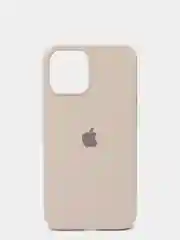 Светло-бежевый чехол для iPhone 12 Pro Max 6.7" Silicone Case закрытый низ с логотипом