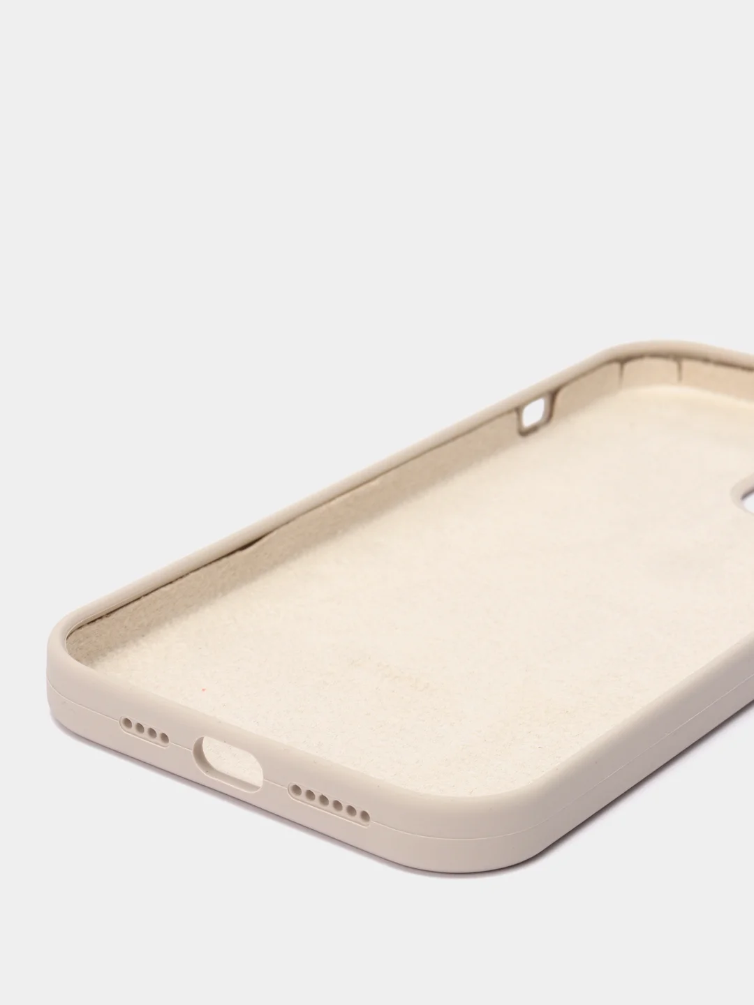 Светло-бежевый чехол для iPhone 12 Pro Max 6.7" Silicone Case закрытый низ с логотипом