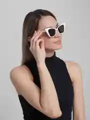 Белый солнцезащитные очки, женские, форма кошечки