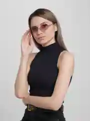 Коралловый яркие солнцезащитные очки без оправы