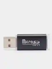 Черный картридер microSD для чтения карт памяти USB 2.0