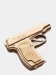Бежевый пистолет деревянный, 16 см
