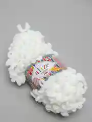 Белый alize Puffy Fine турецкая плюшевая пряжа, Ализе Пуффи Файн вязание руками 100 г 14,5 м