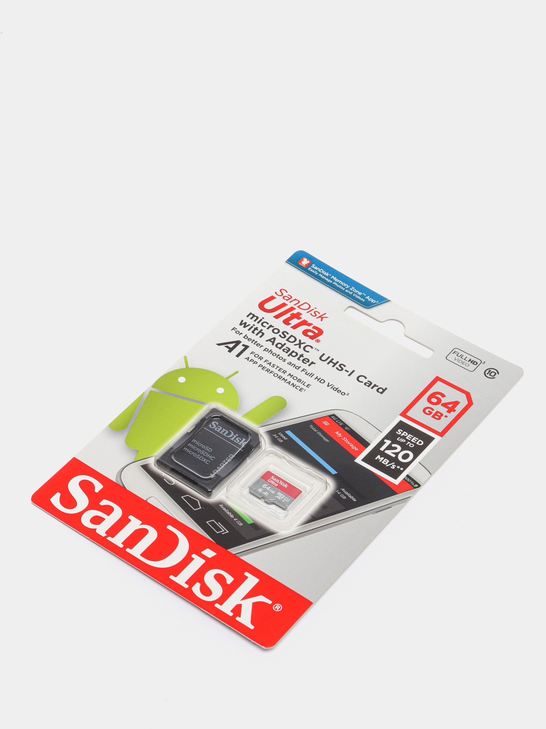 Карта памяти SanDisk MicroSD Ultra 64 GB UHS-I с адаптером SD купить по  цене 999 ₽ в интернет-магазине Магнит Маркет