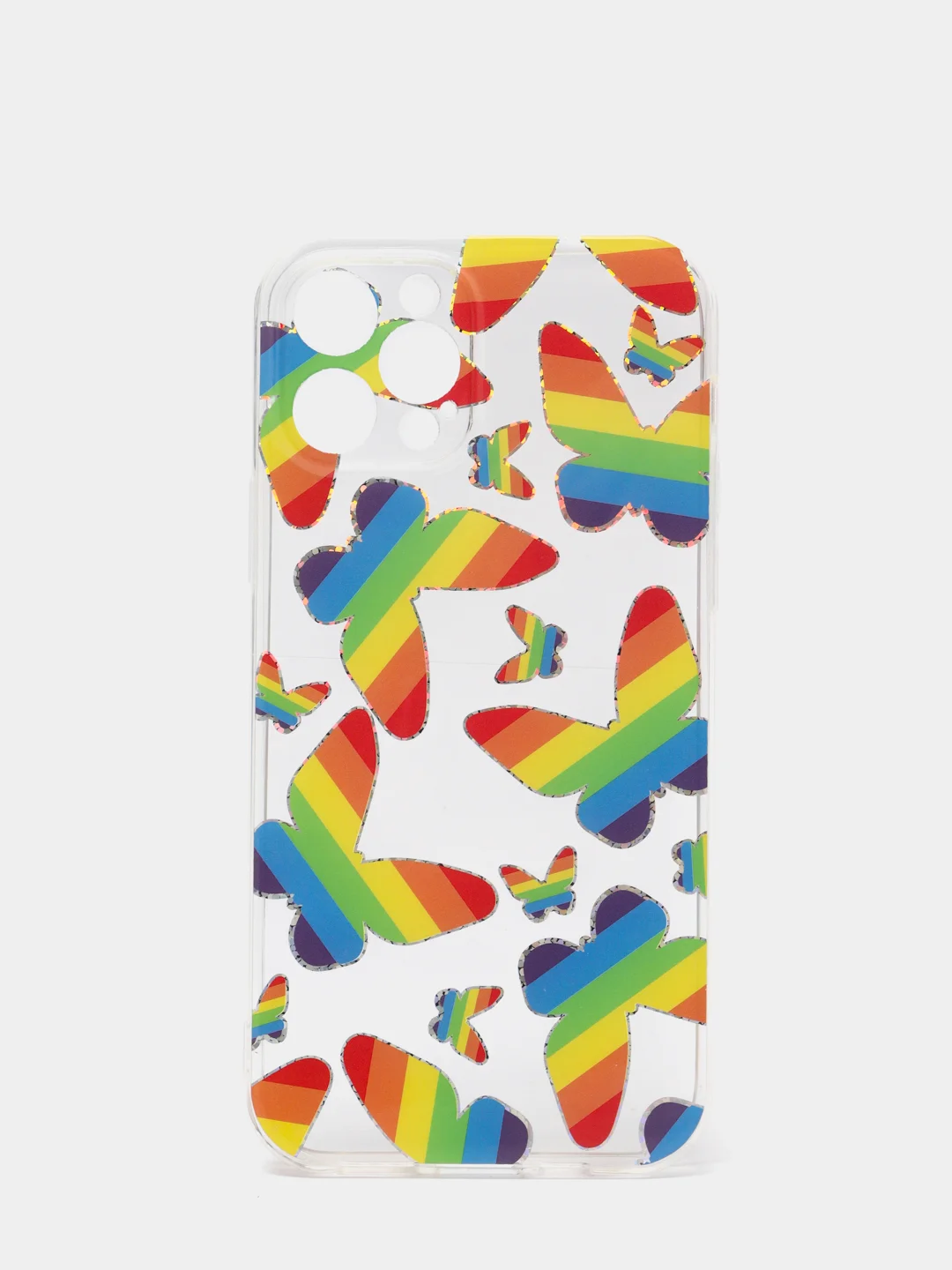 Пурпурный чехол Apple iPhone 12, 12 Pro, 12 Mini прозрачный с рисунком и блестками