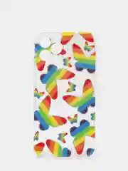 Пурпурный чехол Apple iPhone 12, 12 Pro, 12 Mini прозрачный с рисунком и блестками