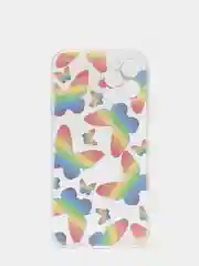 Пурпурный чехол Apple iPhone 12, 12 Pro, 12 Mini прозрачный с рисунком и блестками