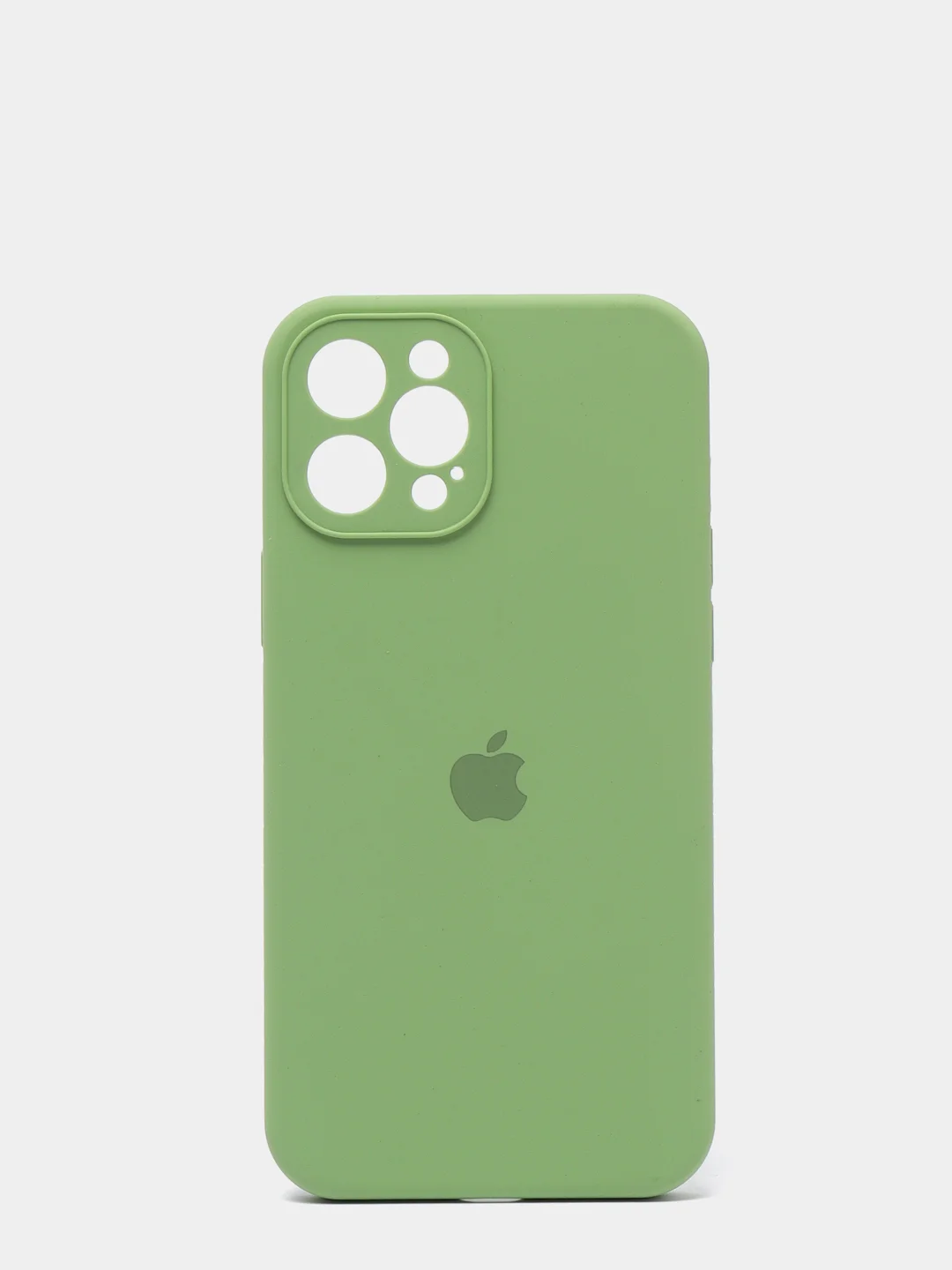 Оливковый чехол Silicone Case для iPhone 12 Pro Max с логотипом закрытый низ