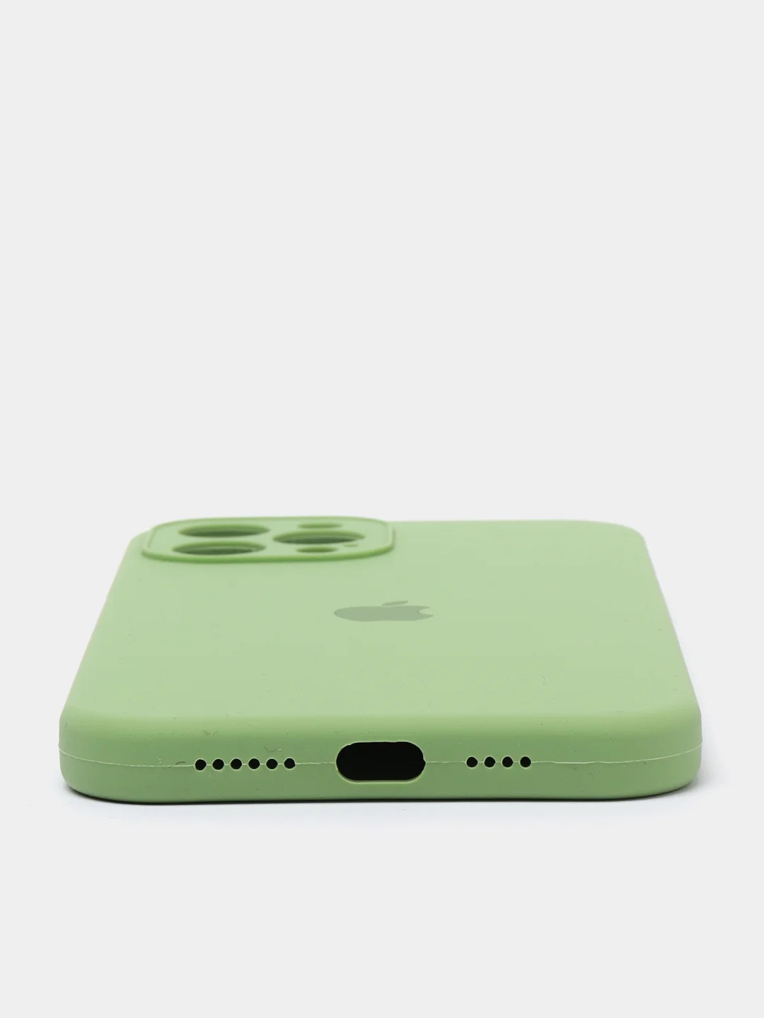 Оливковый чехол Silicone Case для iPhone 12 Pro Max с логотипом закрытый низ