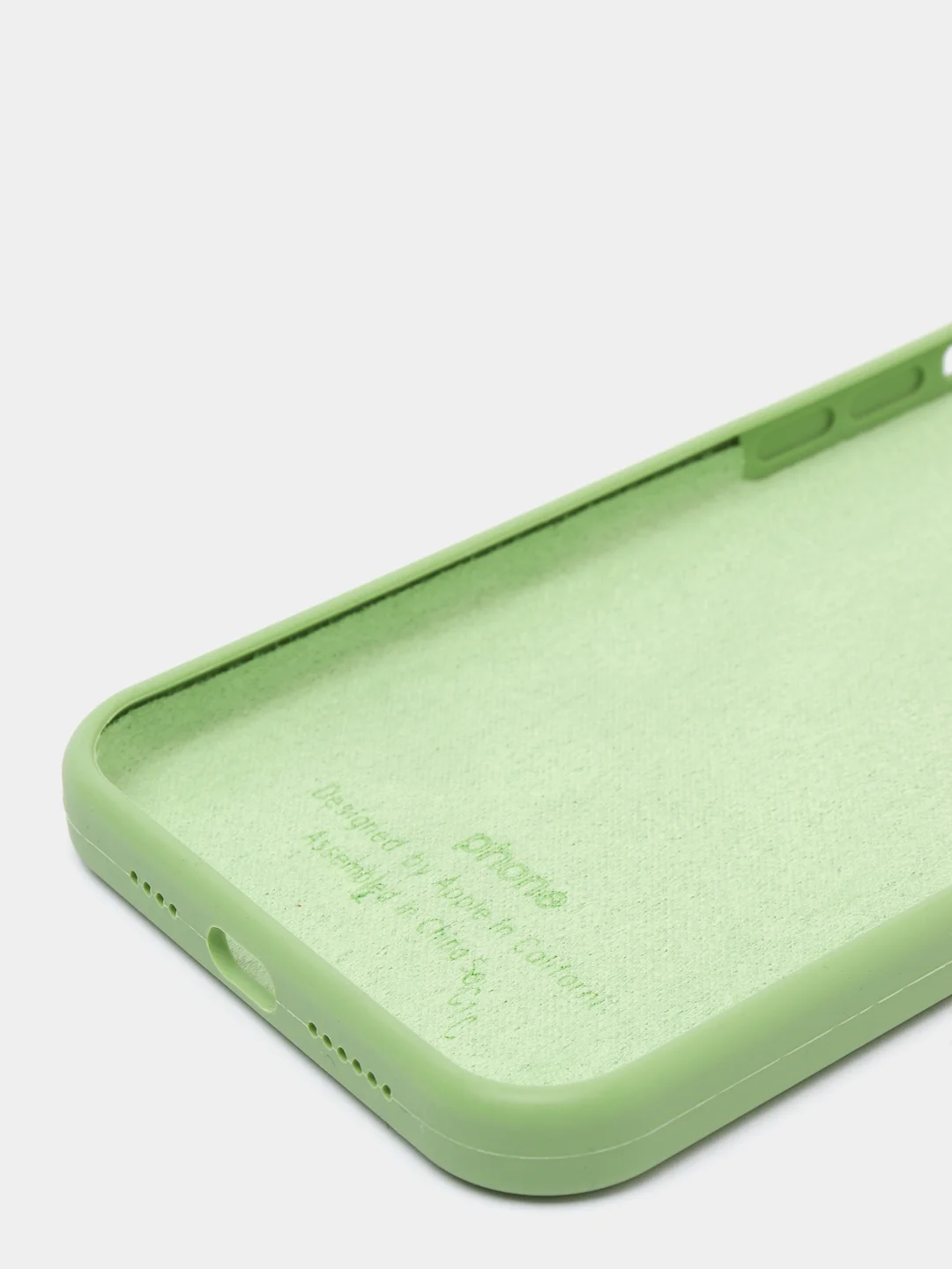 Оливковый чехол Silicone Case для iPhone 12 Pro Max с логотипом закрытый низ