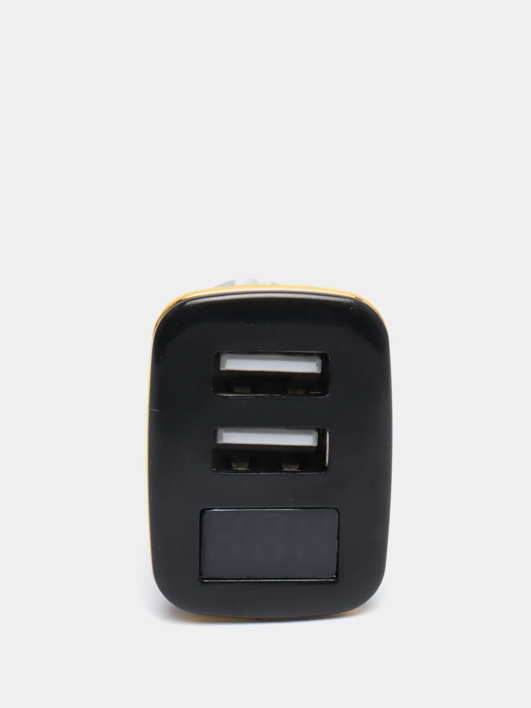 Черный автомобильное зарядное устройство с двойным USB и цифровым дисплеем